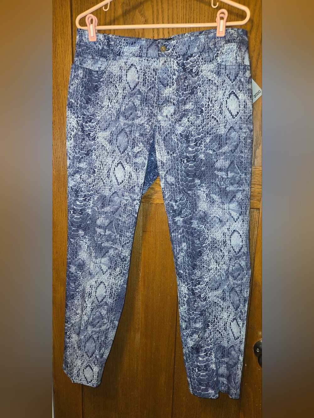 Focus 2000 Women's Blue Snake-Print Skinny Pants Size 12